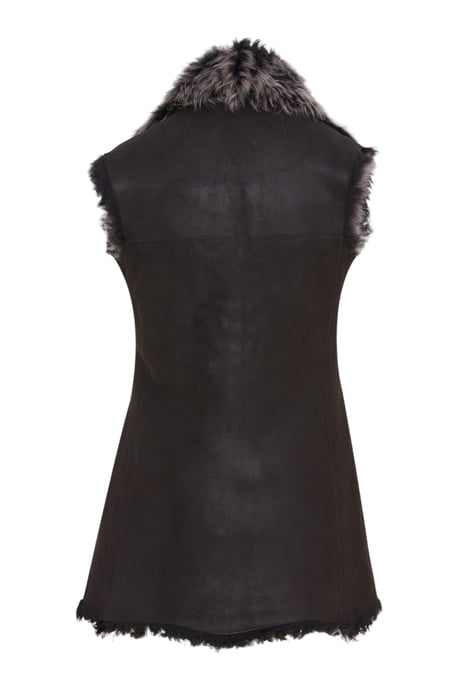 Schwarze Weste aus Lammfell-Nappaleder in Toscana-Optik für Damen - Parkes - Image 4