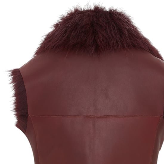 Burgunderrote Weste aus Lammfell-Nappaleder in Toscana-Optik für Damen - Parkes - Image 6
