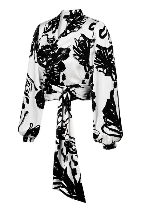 Carly Print Bluse Schwarz / Weiß - Image 3