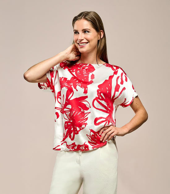 Camilla Print Top Rot/Weiß - Image 6