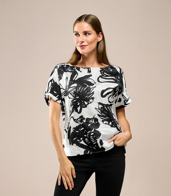Camilla Print Top Schwarz/Weiß - Image 6