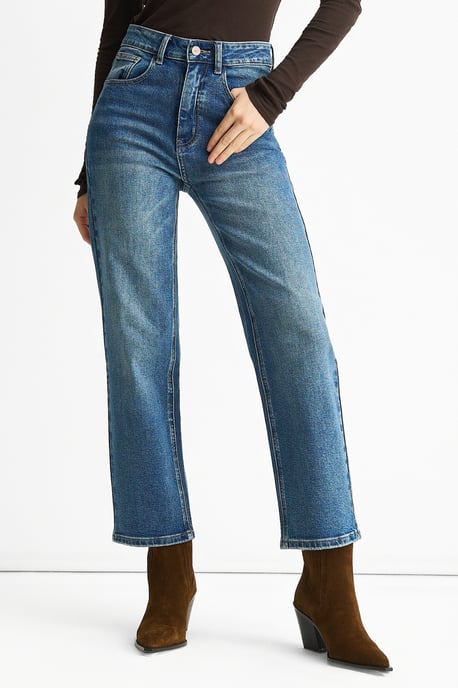 Blaue Mid Rise Straight Leg Jeans - Image 2