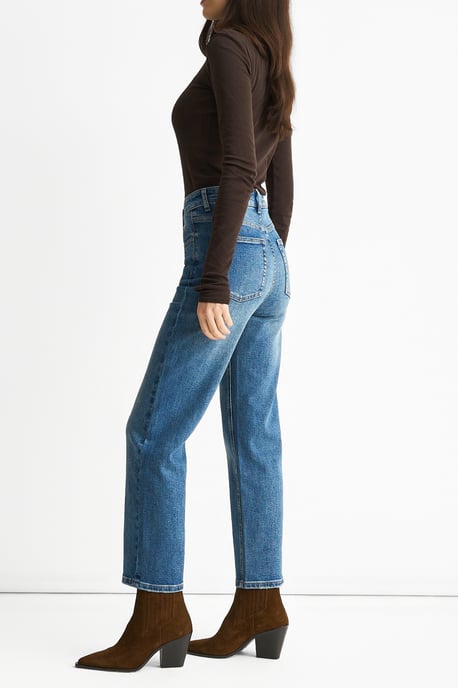 Blaue Mid Rise Straight Leg Jeans - Image 3