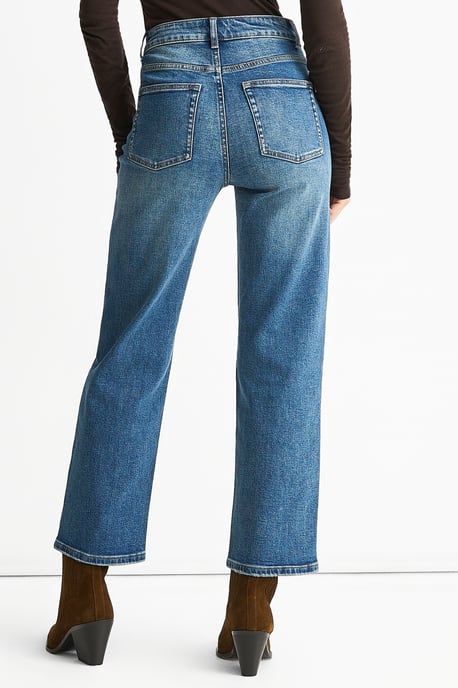 Blaue Mid Rise Straight Leg Jeans - Image 4