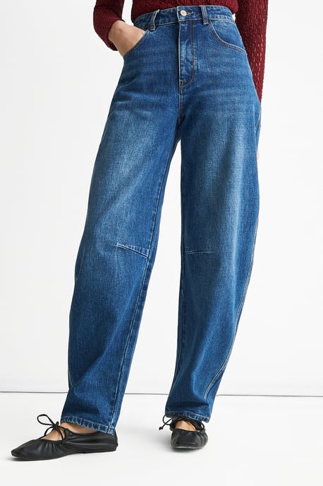 Blaue Mid Rise Barrel Leg Jeans - Image 2