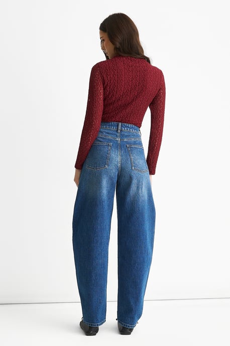 Blaue Mid Rise Barrel Leg Jeans - Image 4