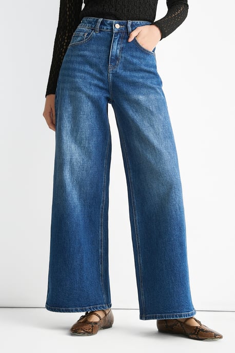 Blaue Mid Rise Jeans mit weitem Bein - Image 2