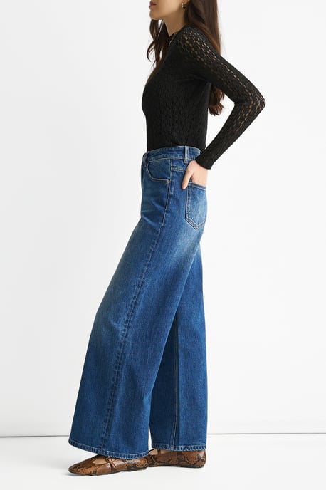 Blaue Mid Rise Jeans mit weitem Bein - Image 3