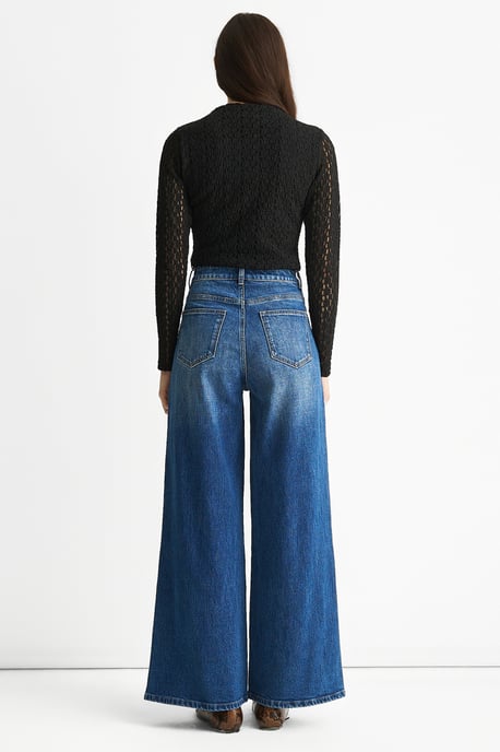 Blaue Mid Rise Jeans mit weitem Bein - Image 4