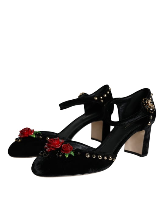 Rose Pumps Samtabsätze Blockabsatz - Image 3