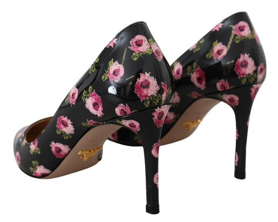 Blumen Patentleder Pumps mit bedruckten Absätzen - Image 2