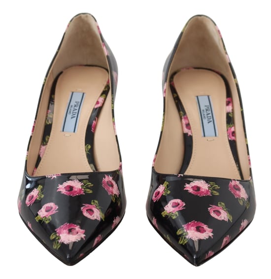 Blumen Patentleder Pumps mit bedruckten Absätzen - Image 6
