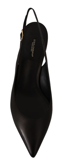 Leder Slingback-Pumps Schwarze Absätze - Image 4