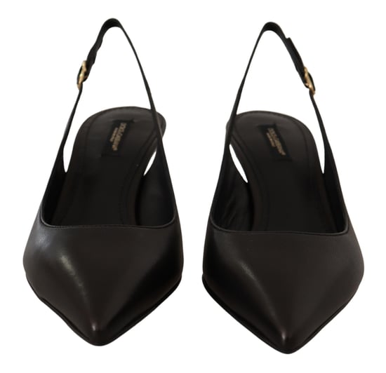 Leder Slingback-Pumps Schwarze Absätze - Image 5