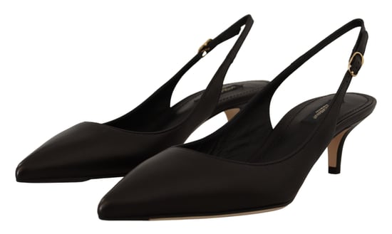 Leder Slingback-Pumps Schwarze Absätze - Image 6