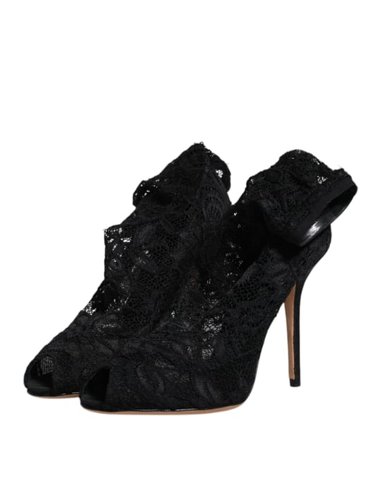 Spitzensandalen mit Peeptoe in Schwarz - Image 4
