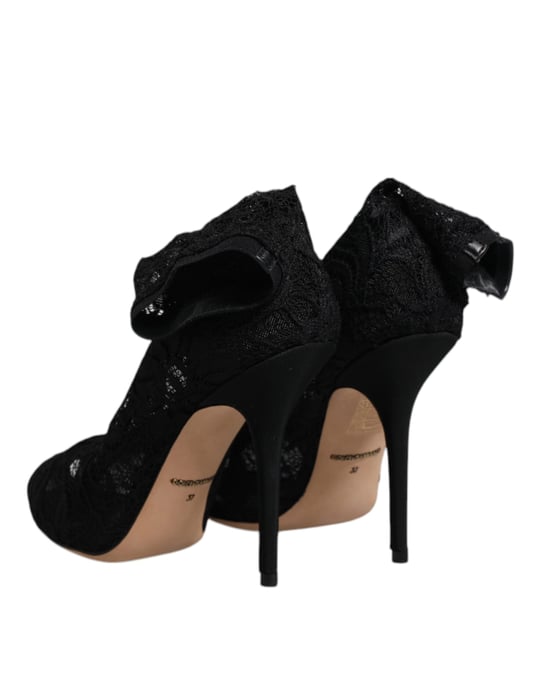 Spitzensandalen mit Peeptoe in Schwarz - Image 5