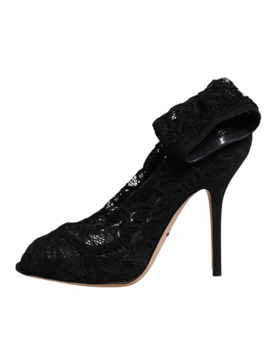 Spitzensandalen mit Peeptoe in Schwarz - Image 6