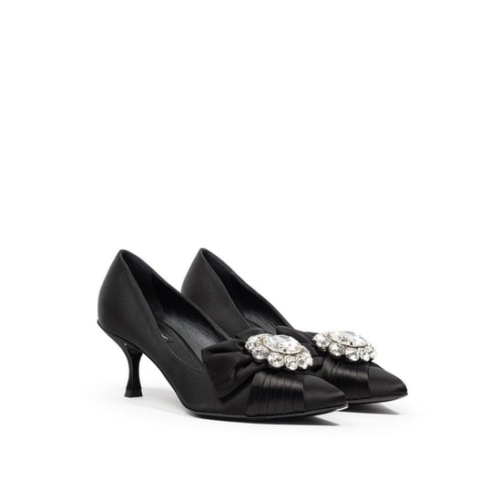 Schwarze Satin-Bow-Pumps Cr1176aw428 - Image 2