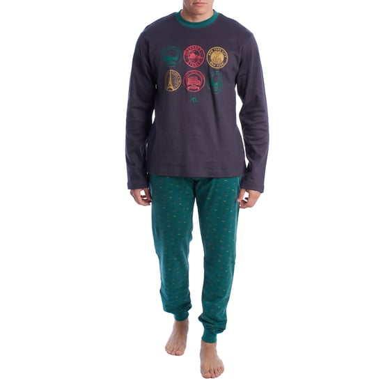 Langärmeliger Schlafanzug aus Baumwolle für Männer KLP4 - Image 1
