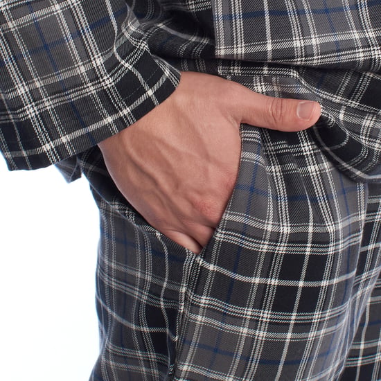 Herren Schlafanzug aus Baumwolle mit langärmeligem Hemd KLP7 - Image 5