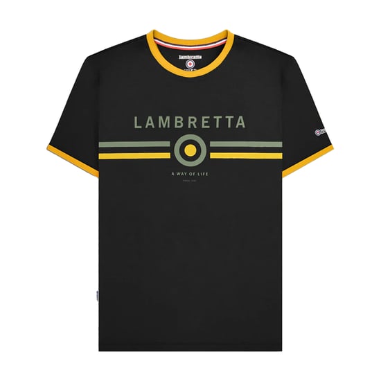 Lambretta - T-Shirt Ringer-Stil für Herren (Schwarz/Gold) - Image 1
