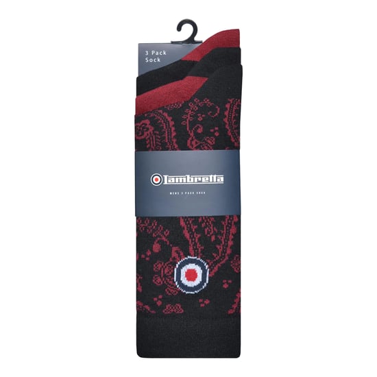 Lambretta - Socken für Herren (3er-Pack) (Schwarz/Weinrot) - Image 3