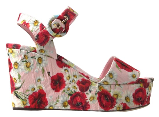 Blumen-Mohnblumen und Gänseblümchen Keil-Sandalen - Image 1