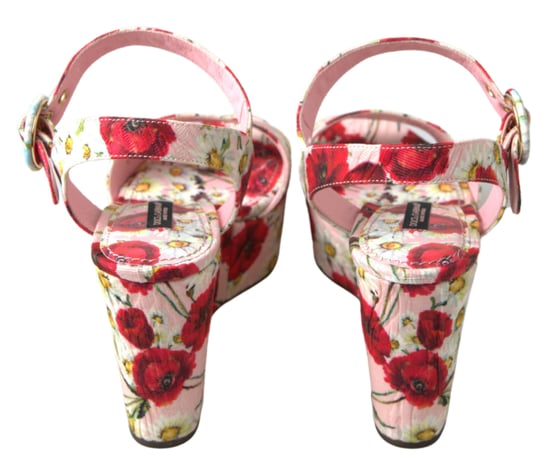 Blumen-Mohnblumen und Gänseblümchen Keil-Sandalen - Image 3