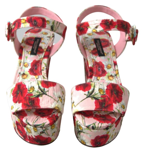 Blumen-Mohnblumen und Gänseblümchen Keil-Sandalen - Image 4