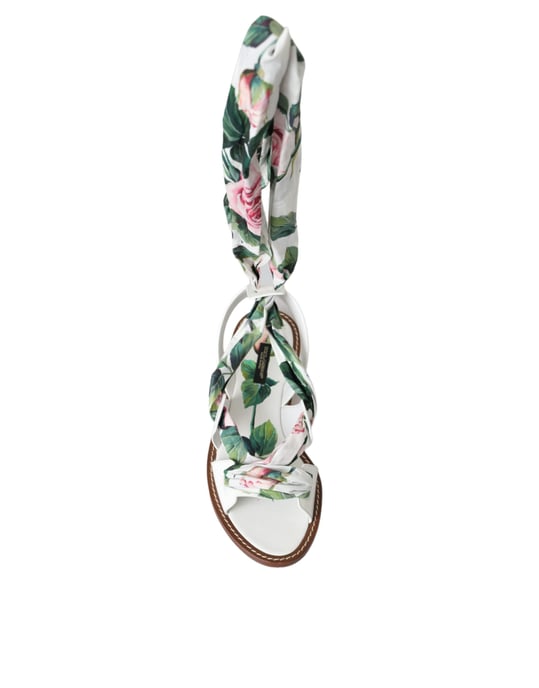 Rosenmuster Flache Sandalen Leder Lässiger Stil - Image 6
