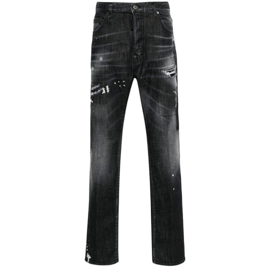 Dsquared2 642 Denim Paint Splash Schwarze Jeanshose Herren - Image 1