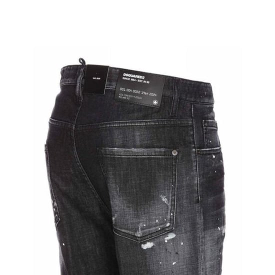 Dsquared2 642 Denim Paint Splash Schwarze Jeanshose Herren - Image 4