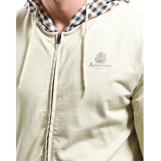 Aquascutum Active Fz Club Check Hood Beige Kapuzenjacke Mit Reißverschluss - Image 3