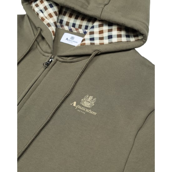 Aquascutum Active - Kapuzenpullover Mit Durchgehendem Reißverschluss Und Kleinem Logo In Armeegrün - Image 5