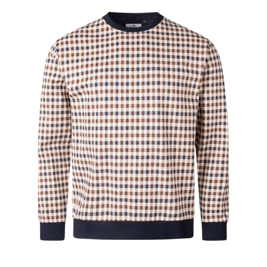 Aquascutum Active Iconic - Beige Kariertes Sweatshirt Mit Rundhalsausschnitt - Image 1