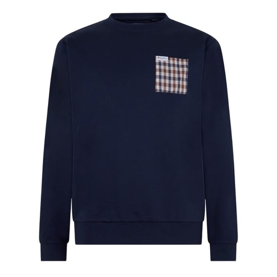Aquascutum Active Macro Iconic Pocket Crewneck Marineblaues Sweatshirt - Image 1