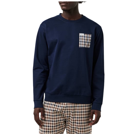 Aquascutum Active Macro Iconic Pocket Crewneck Marineblaues Sweatshirt - Image 3