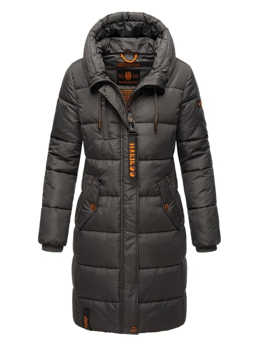 Marikoo Damen Winterjacke – Lange Steppjacke mit Kapuze & vielen Taschen - Image 2