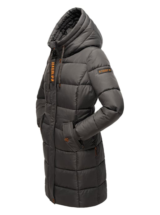 Marikoo Damen Winterjacke – Lange Steppjacke mit Kapuze & vielen Taschen - Image 4