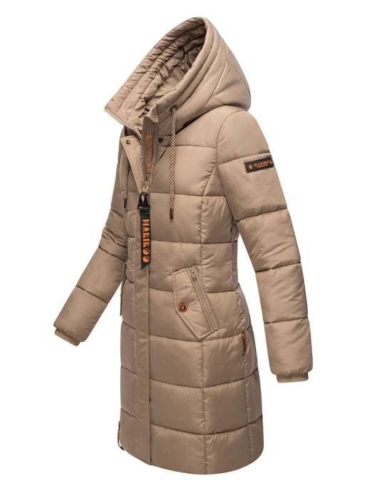 Marikoo Damen Winterjacke – Lange Steppjacke mit Kapuze & vielen Taschen - Image 3