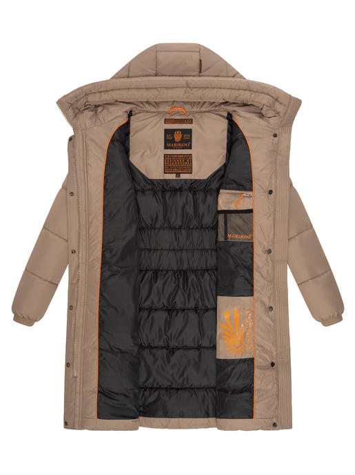 Marikoo Damen Winterjacke – Lange Steppjacke mit Kapuze & vielen Taschen - Image 5