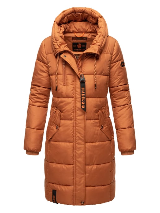 Marikoo Damen Winterjacke – Lange Steppjacke mit Kapuze & vielen Taschen - Image 2