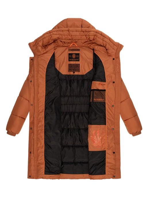Marikoo Damen Winterjacke – Lange Steppjacke mit Kapuze & vielen Taschen - Image 6
