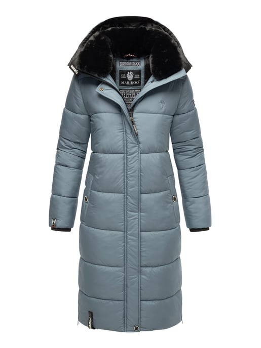 Marikoo Damen Winterjacke – Lange Steppjacke mit abnehmbarer Kapuze - Image 1