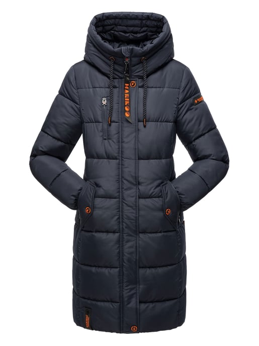 Marikoo Damen Winterjacke – Lange Steppjacke mit Kapuze & vielen Taschen - Image 2