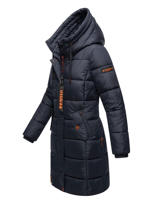 Marikoo Damen Winterjacke – Lange Steppjacke mit Kapuze & vielen Taschen - Image 3