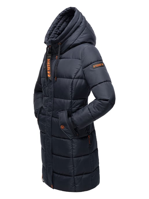 Marikoo Damen Winterjacke – Lange Steppjacke mit Kapuze & vielen Taschen - Image 4
