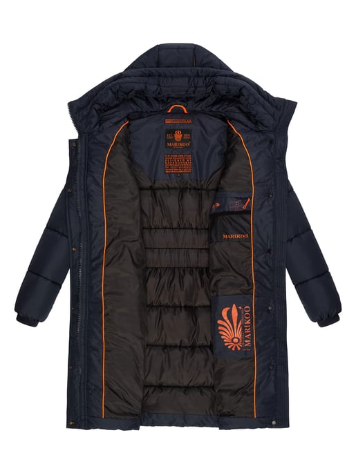 Marikoo Damen Winterjacke – Lange Steppjacke mit Kapuze & vielen Taschen - Image 6