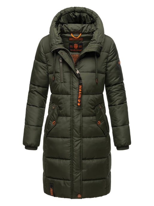 Marikoo Damen Winterjacke – Lange Steppjacke mit Kapuze & vielen Taschen - Image 2